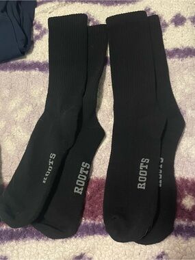 Roots Black Ribbed Crew Socks - Pack of 2